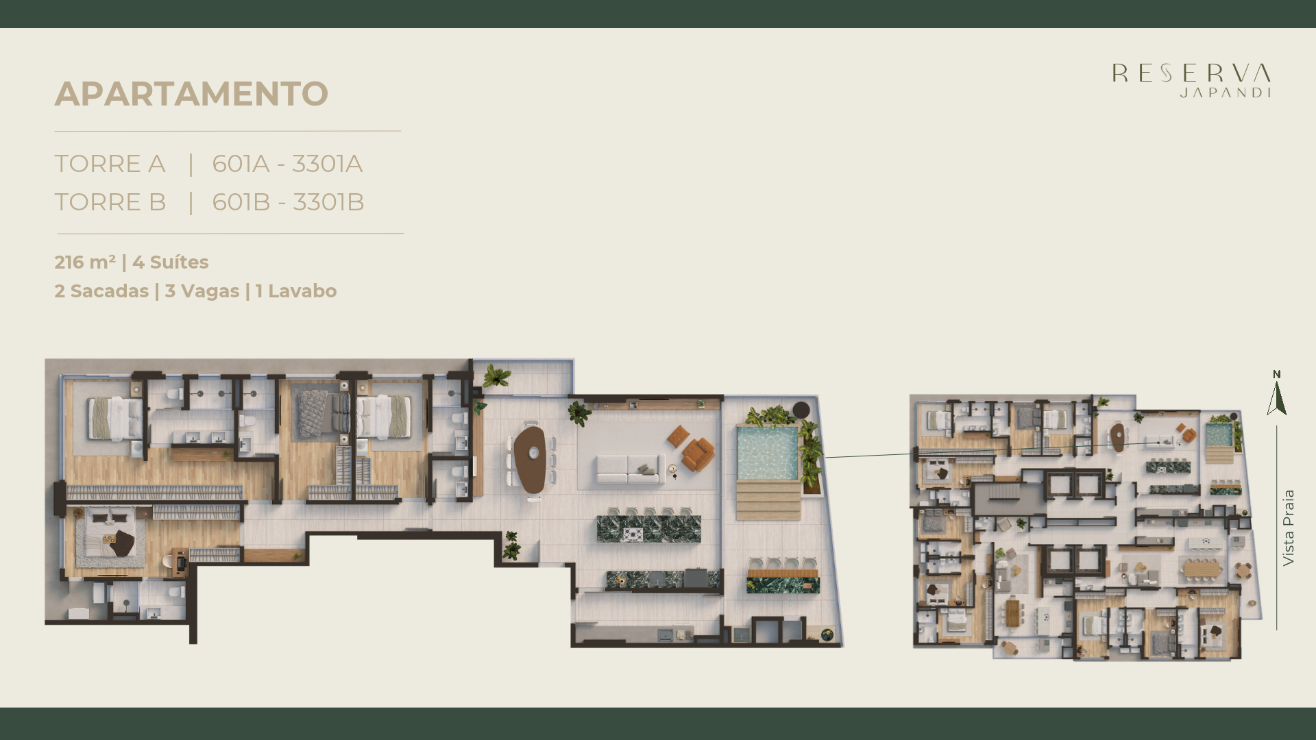 Planta 216 m² · 4 suítes